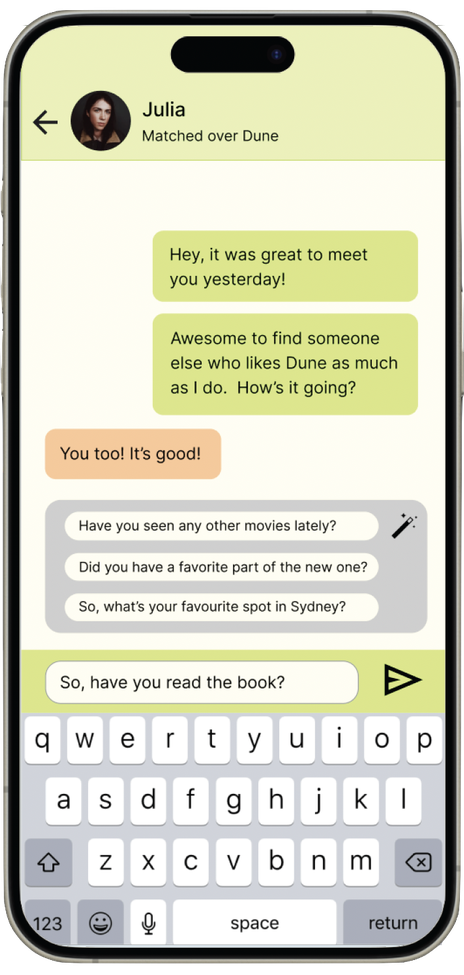 Match messaging screen