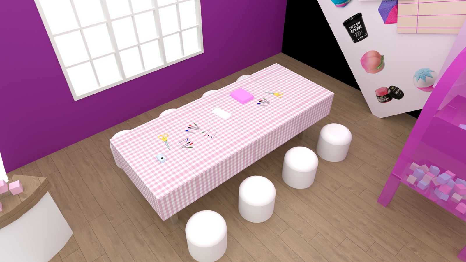 Communal craft tables