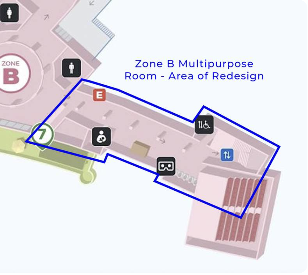 Selected redesign area from wayfinding map
